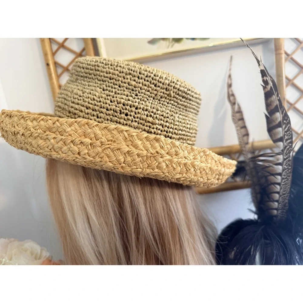 Orvis Straw Hat Womens Fedora Bucket Brim Fishing Beach Hiking Sun Protection 7